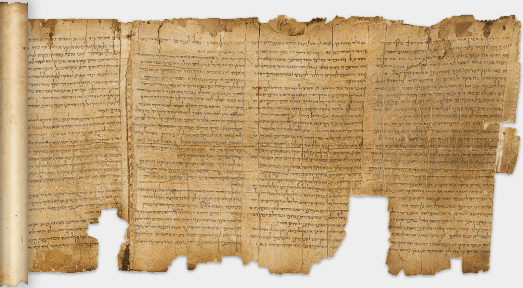 Fotografía del Gran Rollo de Isaías, un manuscrito del Mar Muerto